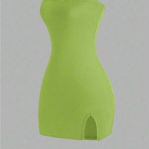 Lime Green Strapless Mini Dress